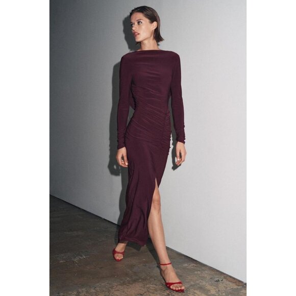 ZARA DRAPED OPEN-BACK DRESS - Picture 1 of 8